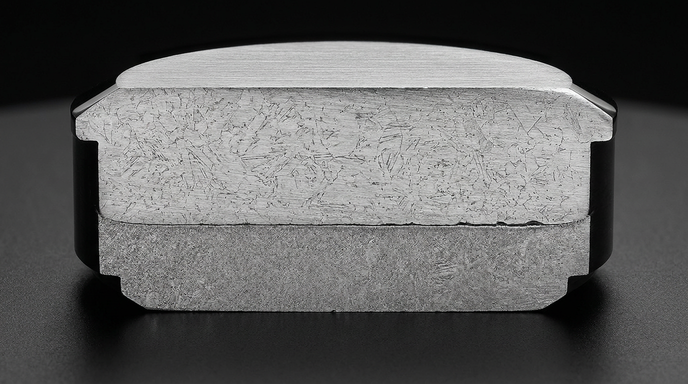 A 904L super-clone case cross-section — genuine-versus-clone metallurgy and density-matched alloy